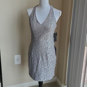 City Studio Silver Lace Cocktail Dress